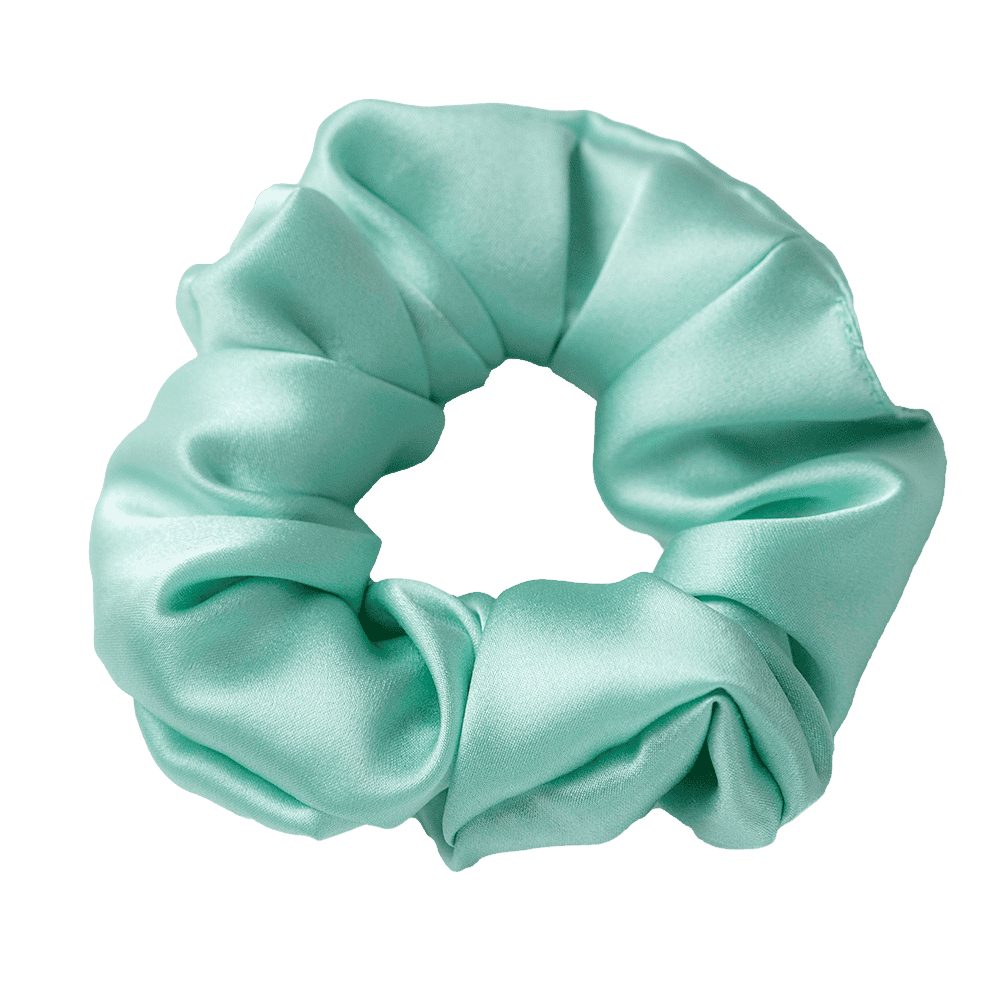 Aquamarine Silk Scrunchie – Handmade Natural Silk Hair Tie