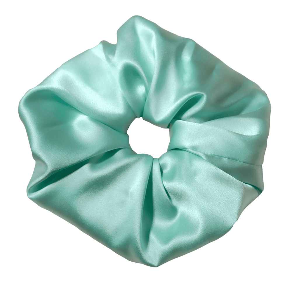 Aquamarine Silk Scrunchie – Handmade Natural Silk Hair Tie