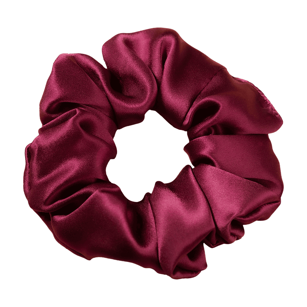 Burgundy Red Silk Scrunchie – Handmade Natural Silk Hair Accessory
