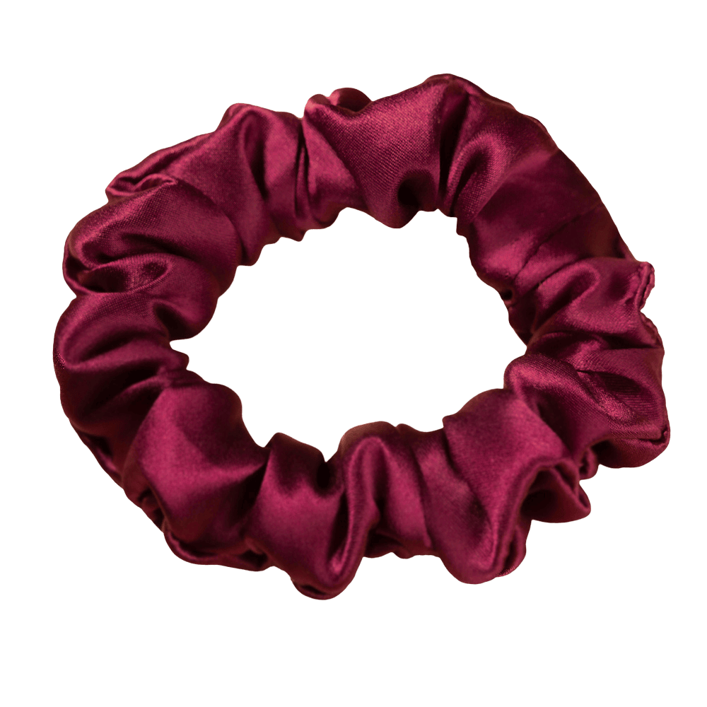 Burgundy Red Silk Scrunchie – Handmade Natural Silk Hair Accessory