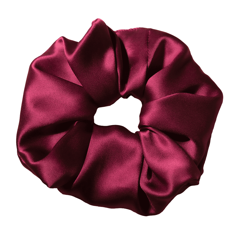 Burgundy Red Silk Scrunchie – Handmade Natural Silk Hair Accessory