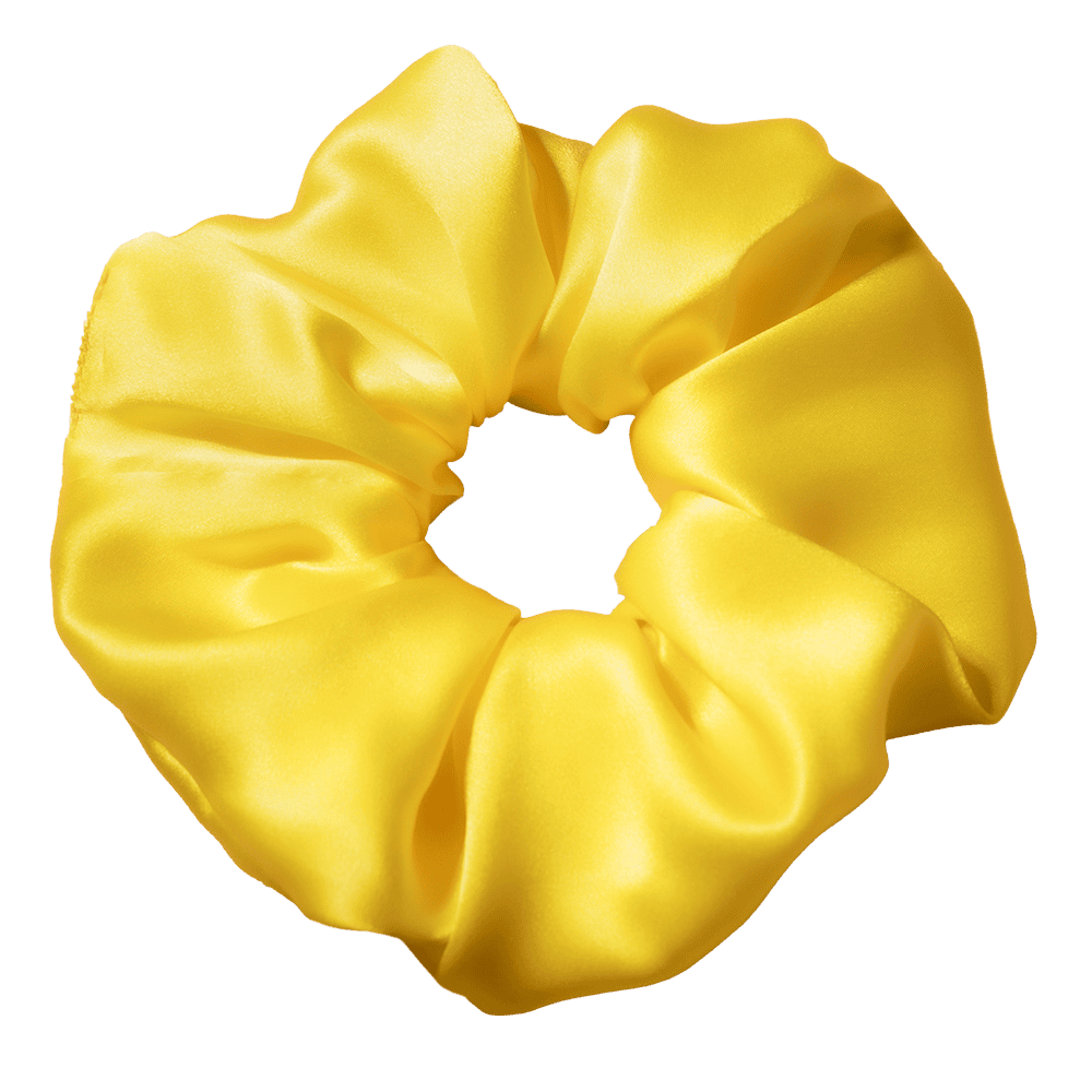 Lemon Yellow Silk Scrunchie – Handmade Natural Silk Hair Accessory