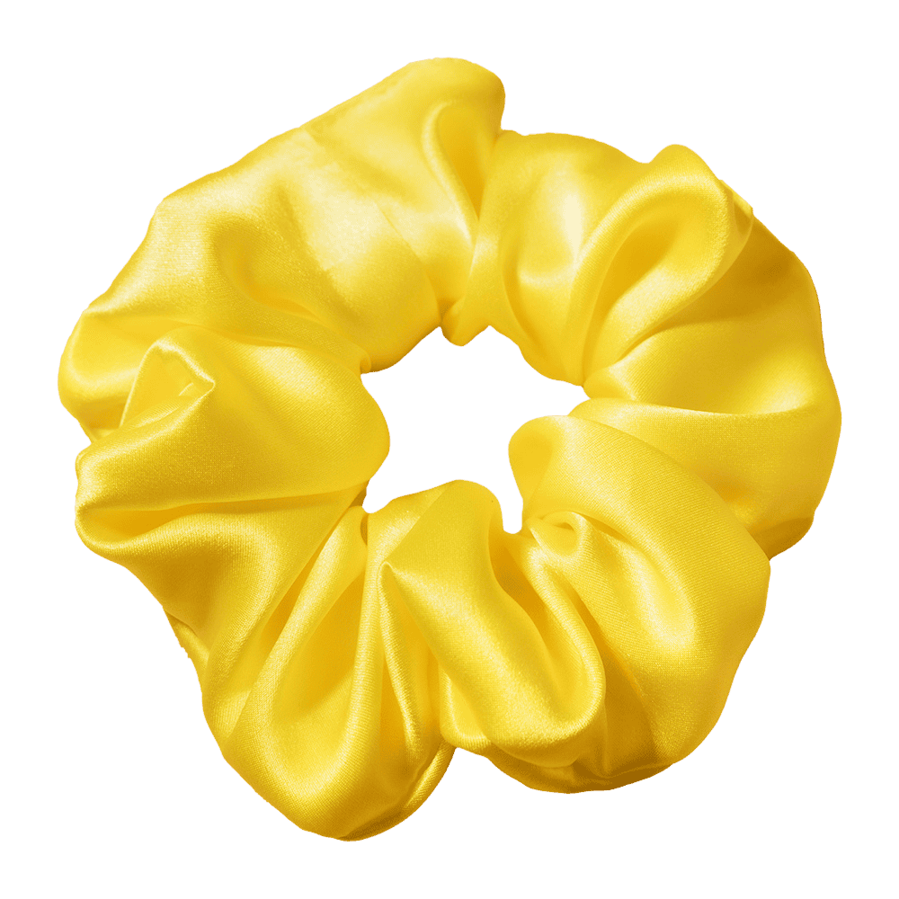 Lemon Yellow Silk Scrunchie – Handmade Natural Silk Hair Accessory