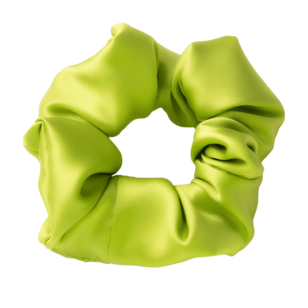 Lime Green Silk Scrunchie – Handmade Natural Silk Hair Tie