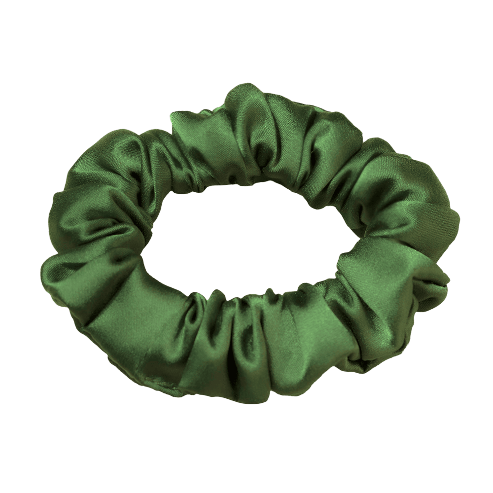 Olive Green Silk Scrunchie – Handmade Natural Silk Hair Tie
