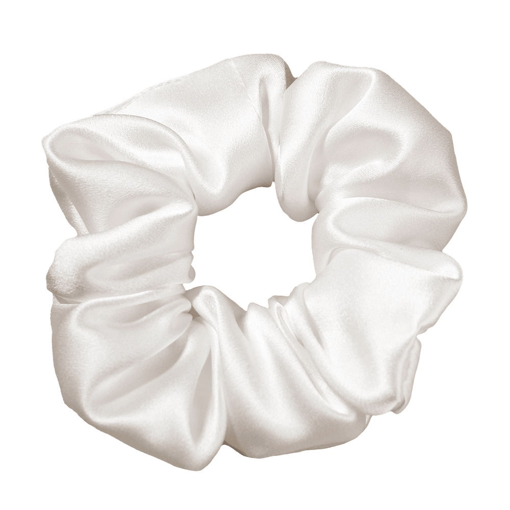 Pearly White Silk Scrunchie – Handmade Natural Silk Hair Tie