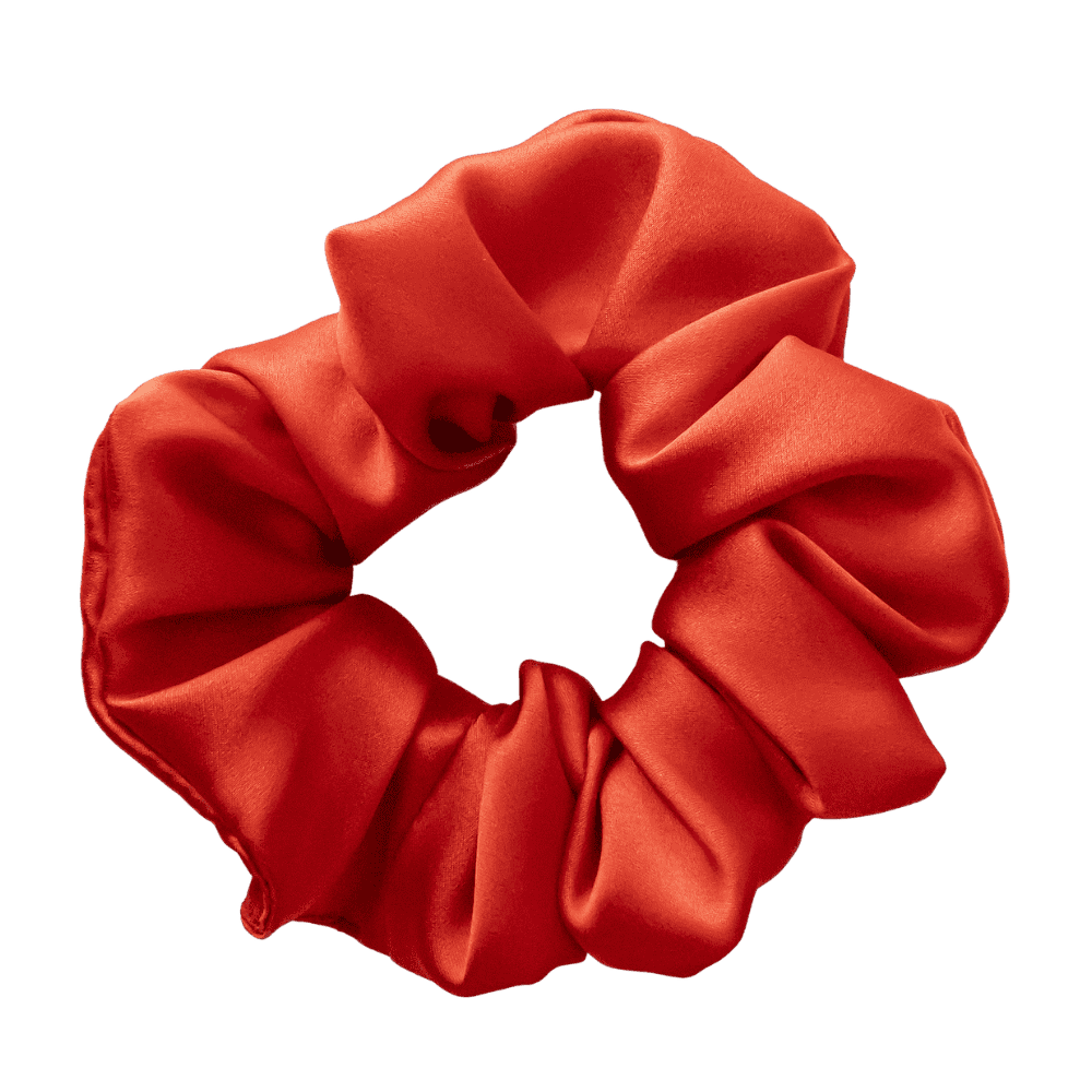 Raspberry Red Silk Scrunchie – Handmade Natural Silk Hair Accessory