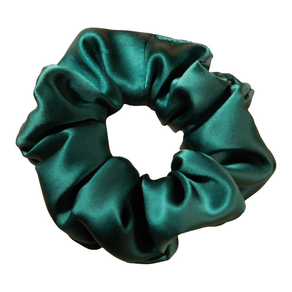 Dark Jungle Silk Scrunchie – Handmade Natural Silk Hair Tie