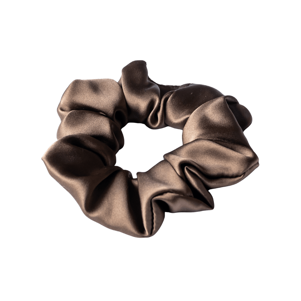 Pure Silk Handmade Hair Scrunchie – Dark Chocolate Brown
