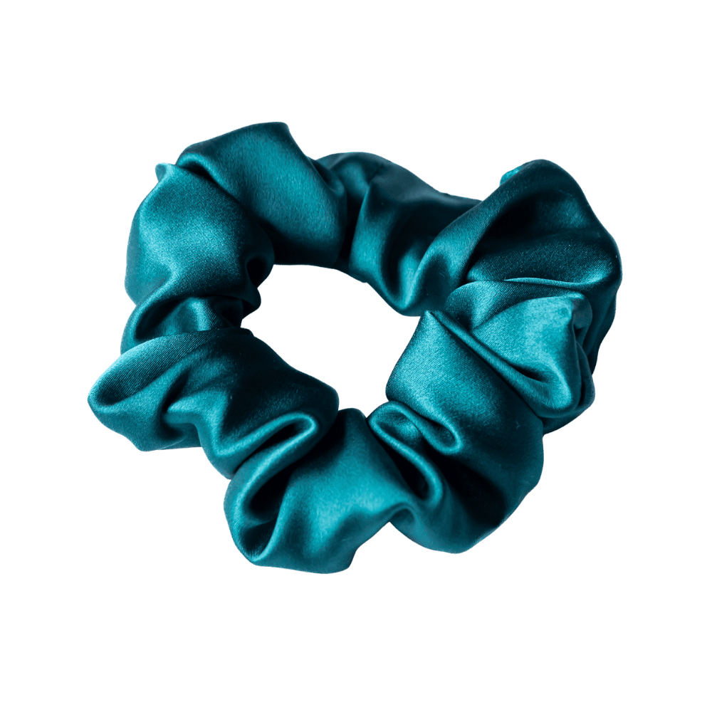 Pure Silk Handmade Hair Scrunchie – Deep Emerald Green