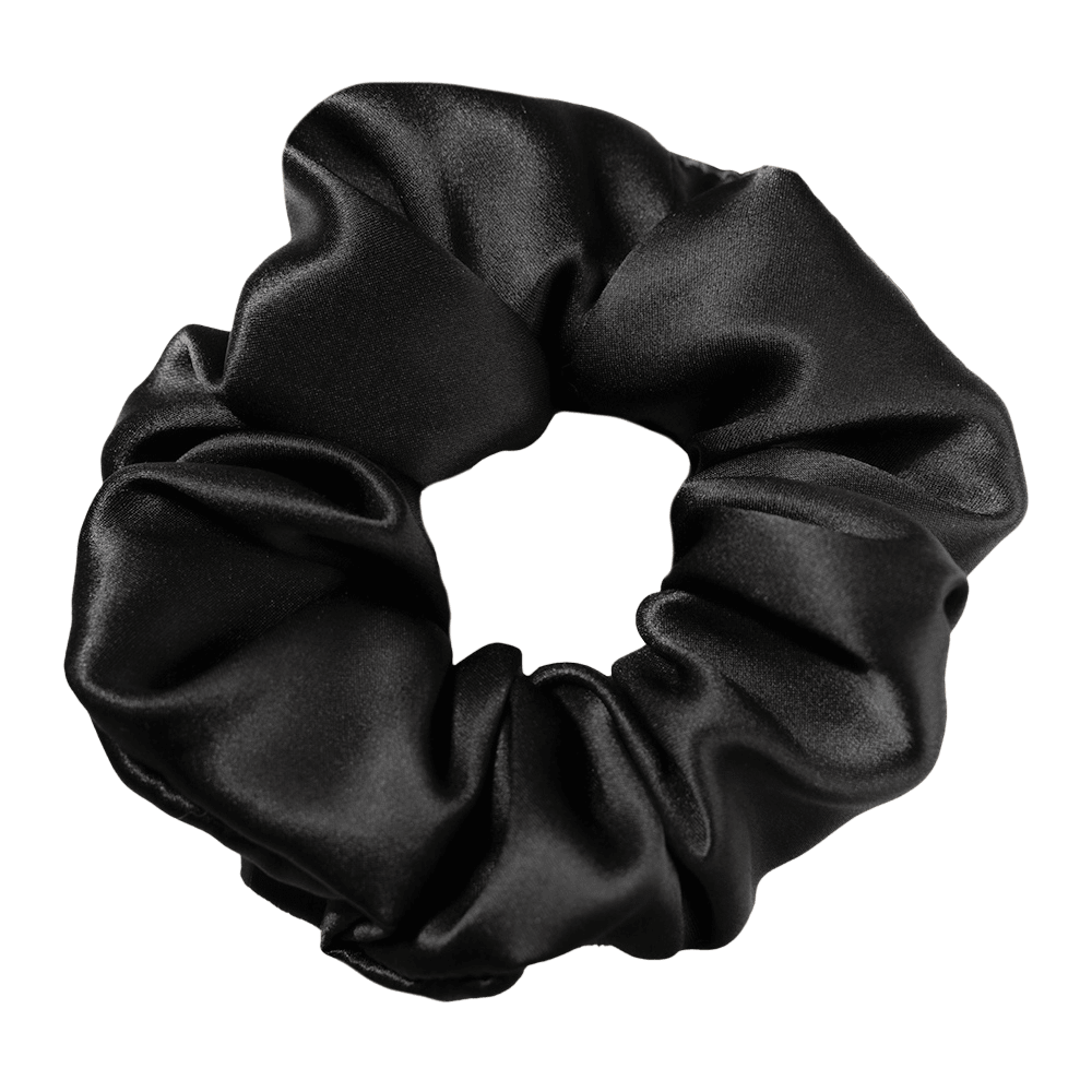Onyx Black Silk Scrunchie – Handmade Luxury Hair Accessory