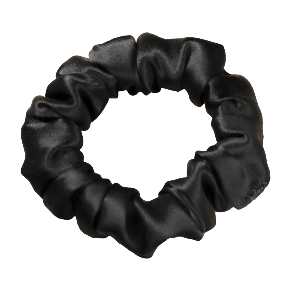 Onyx Black Silk Scrunchie – Handmade Luxury Hair Accessory