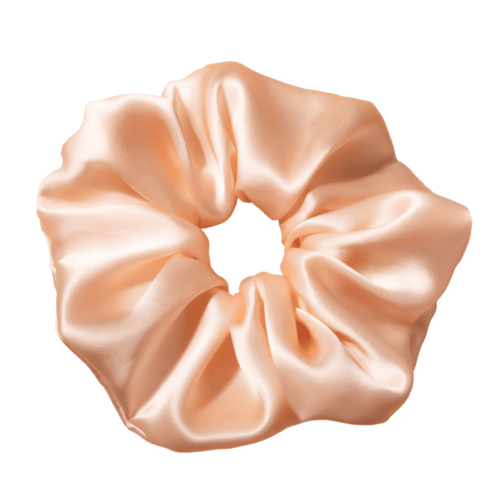 Peach Pink Silk Scrunchie – Handmade Natural Silk Hair Tie