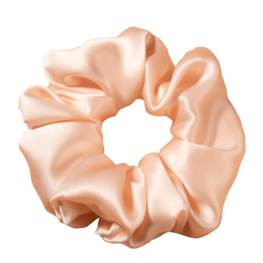 Peach Pink Silk Scrunchie – Handmade Natural Silk Hair Tie