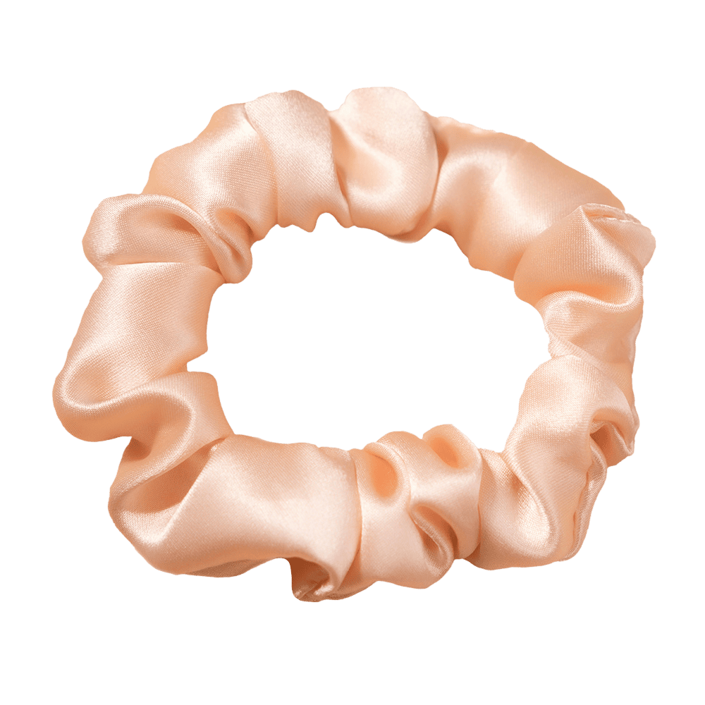 Peach Pink Silk Scrunchie – Handmade Natural Silk Hair Tie