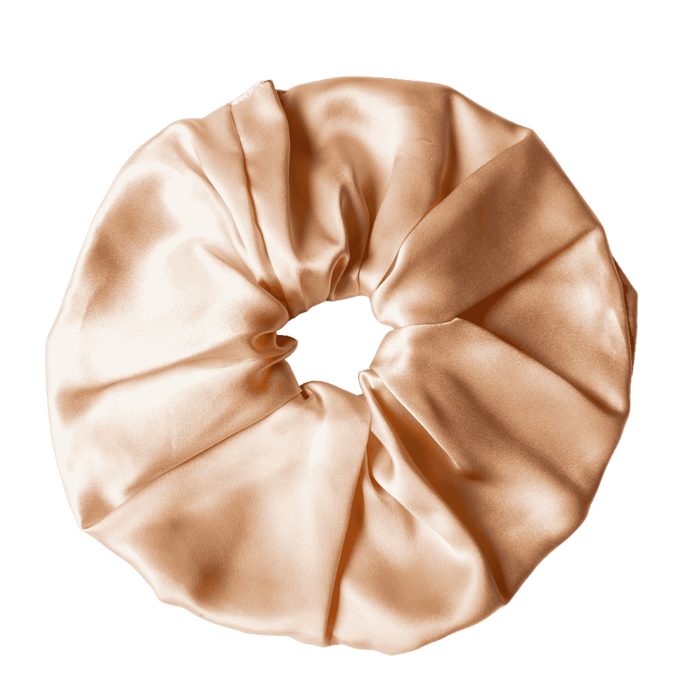 Peach Pink Silk Scrunchie – Handmade Natural Silk Hair Tie