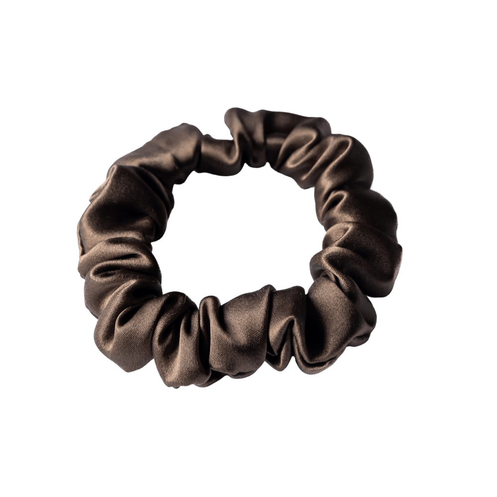 Pure Silk Handmade Hair Scrunchie – Dark Chocolate Brown