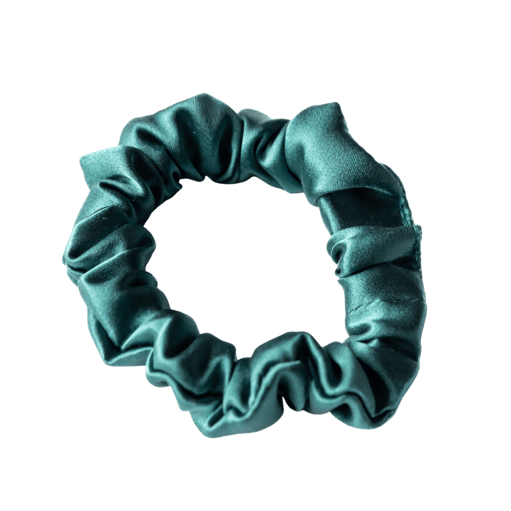Pure Silk Handmade Hair Scrunchie – Deep Emerald Green
